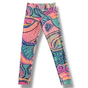 Lilly Pulitzer Maia Multi Tile Wave Knit Legging Size Largr 8-10 Girls Mosiac